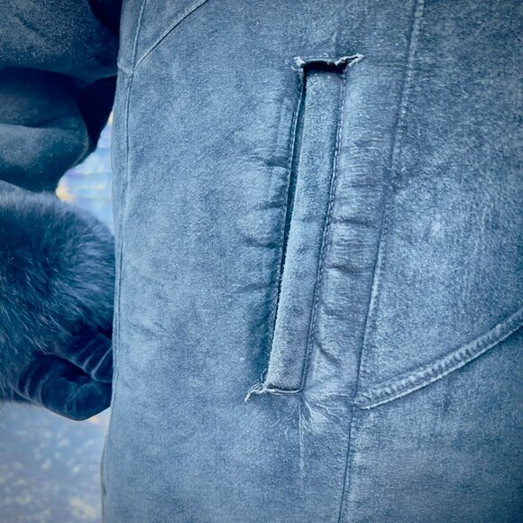 Knoles & Carter London Black Leather Coat, Fur-Lined Hood Winter Jacket Women's - Picture 5 of 10